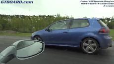 Golf Vi R 3.6 Bi-turbo срещу Ferrari 458 - летящ старт - Videoclip.bg