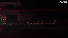 Harrowing footage shows aftermath of huge explosion after Learjet 35A crashed killing all on board - Videoclip.bg