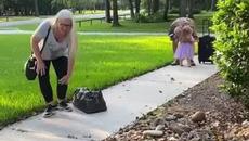 Toddler Girl Rushes Past Grandmother to Greet Grandfather - Videoclip.bg